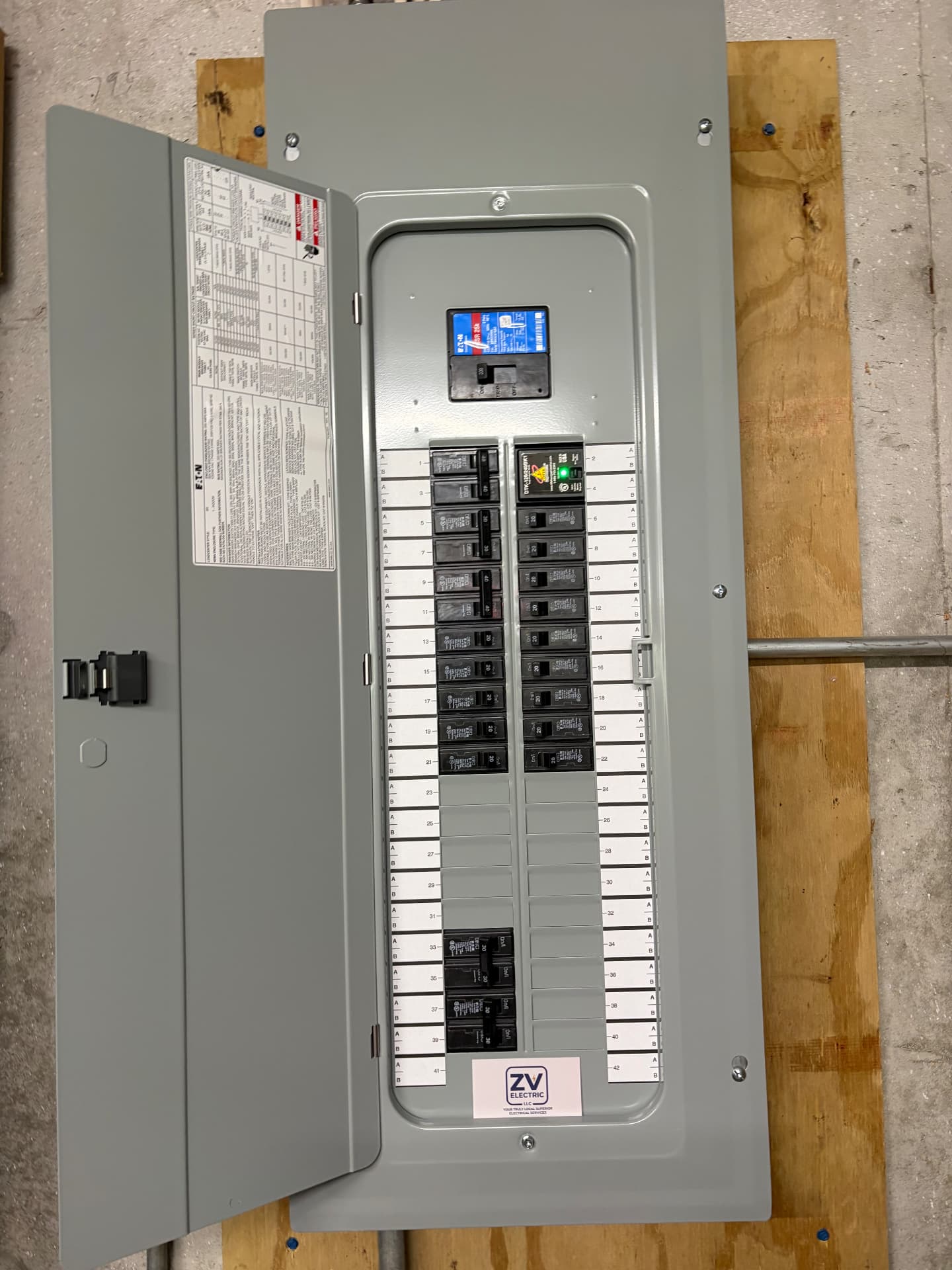 Finished labeled breaker panel replacement