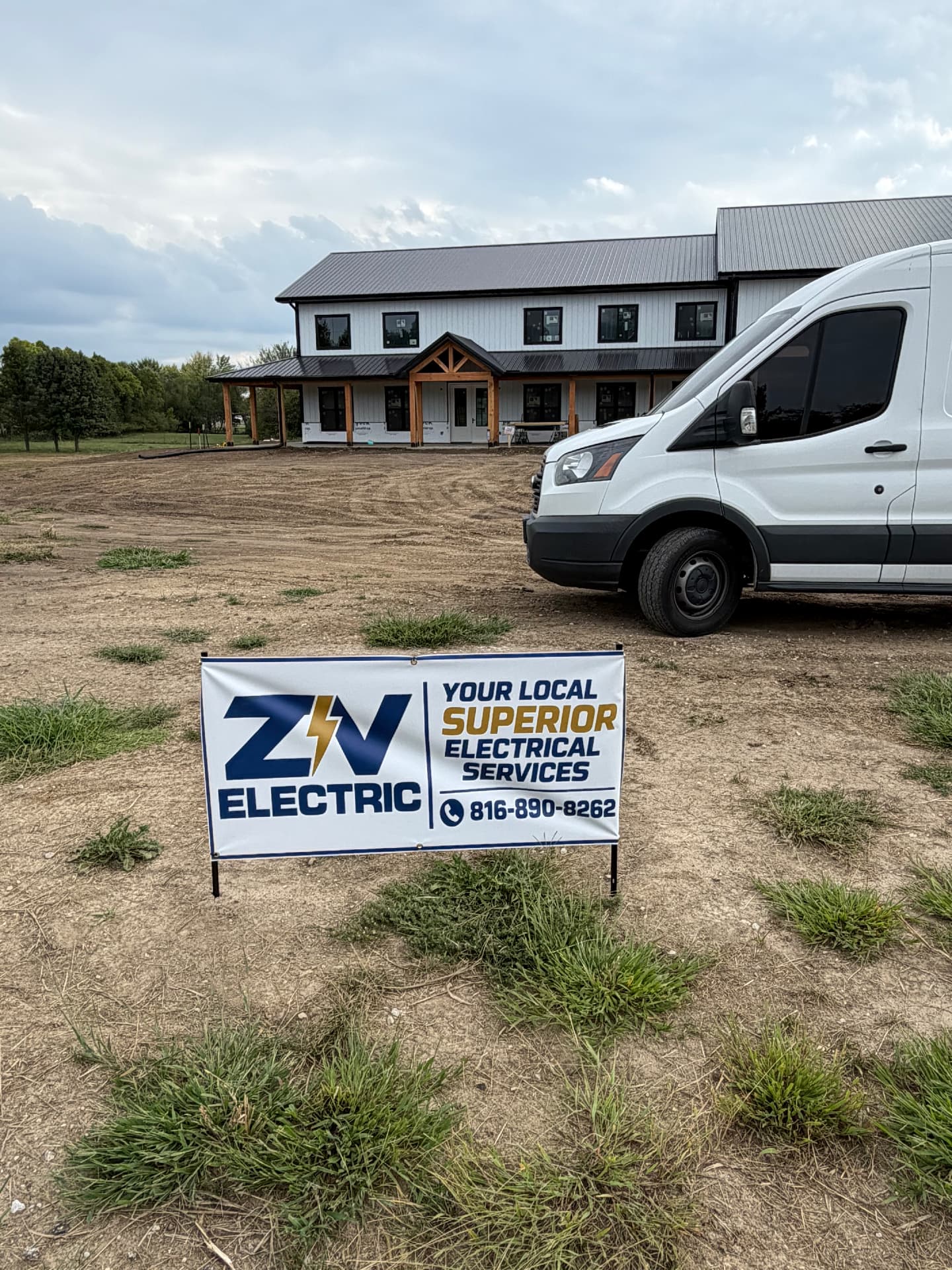 ZV Electric sign at a new home construction site